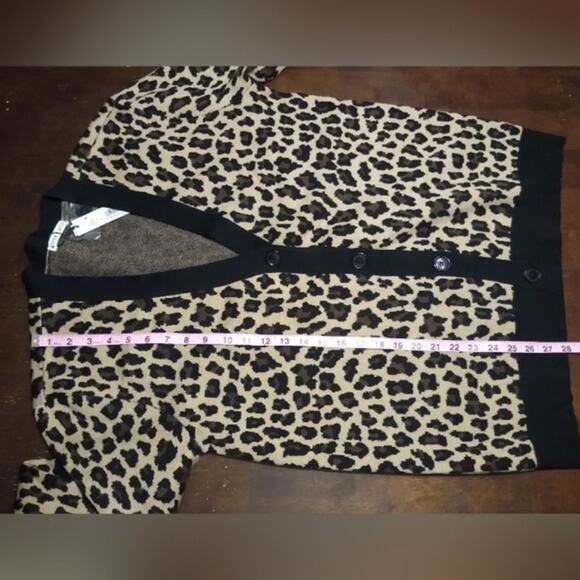 alice + olivia Bradford Grandpa Leopard Wool Blend Cardigan Sweater Size Medium - Picture 7 of 16